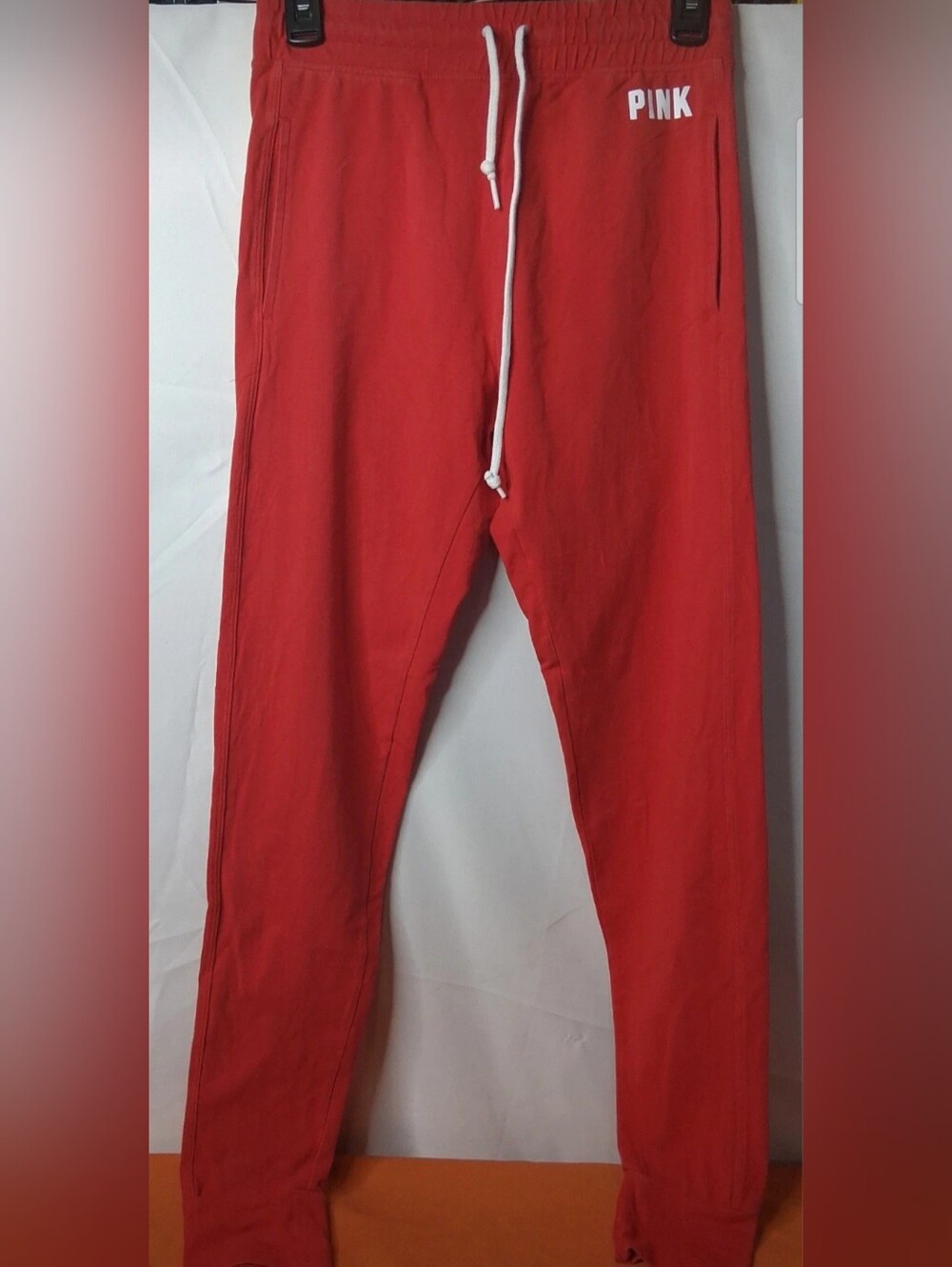 PINK Victoria's Secret Bright Red Womens Drawstring Joggers Small